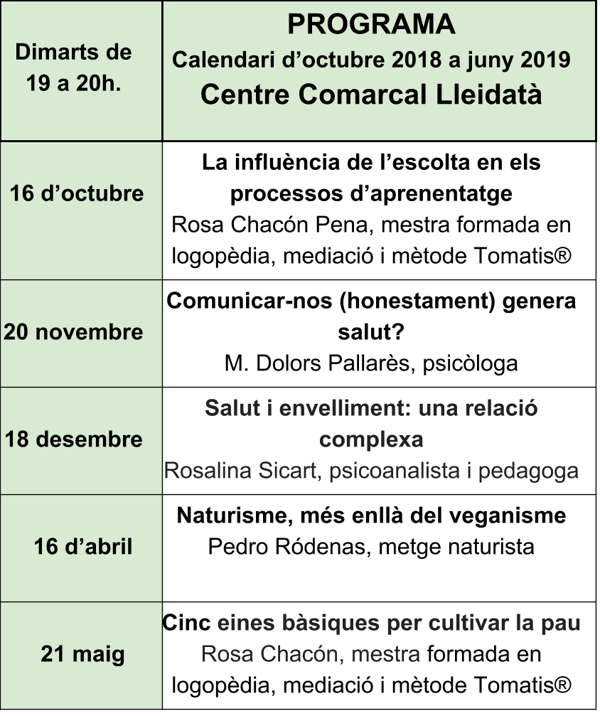 Programa Centre Comarcal Lleidatà 2018-2019 (4)